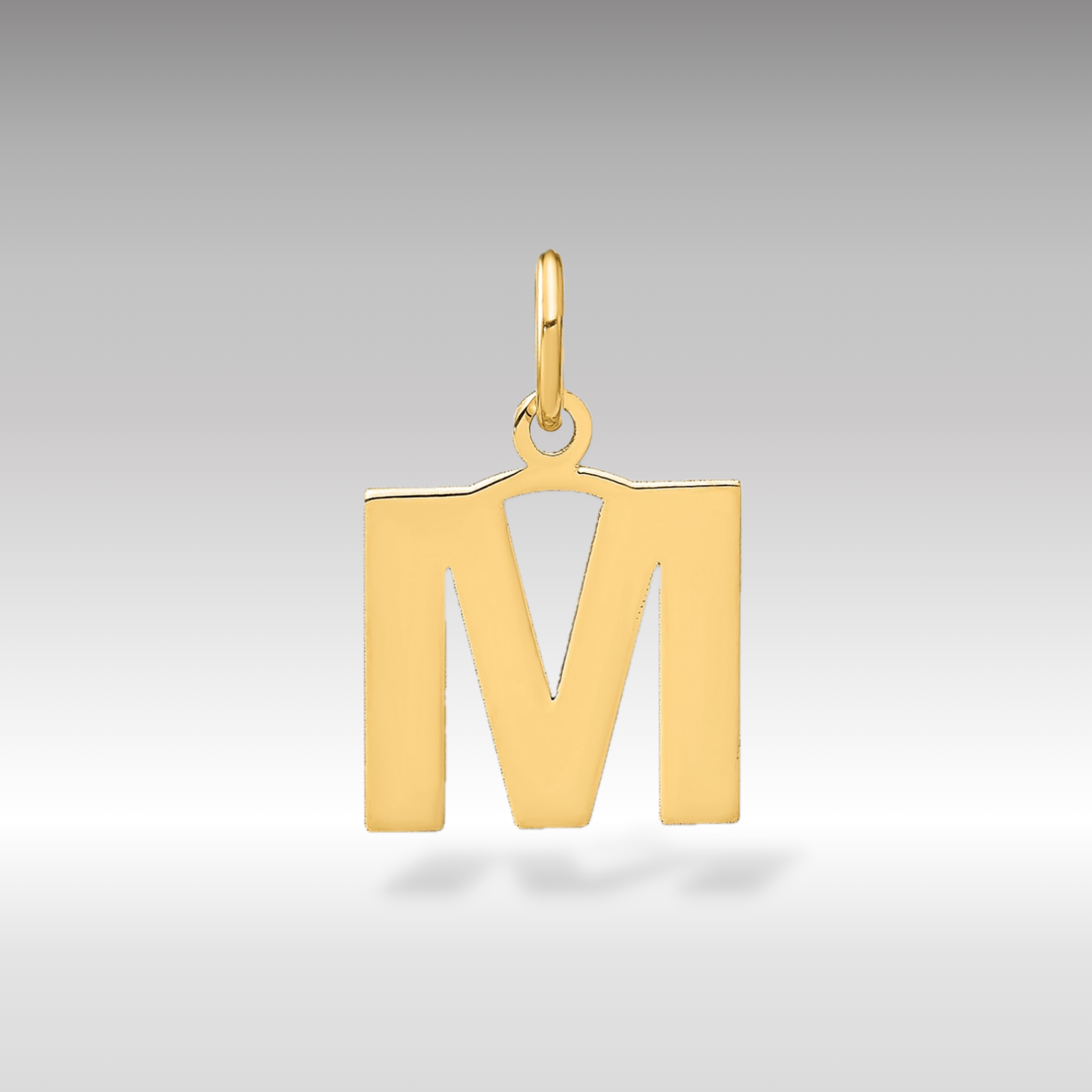 14K Gold Block Letter "M" Initial Pendant - Charlie & Co. Jewelry