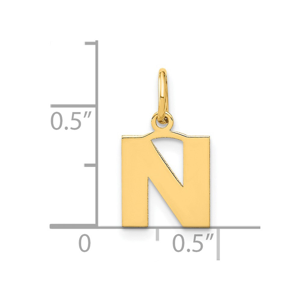 14K Gold Block Letter "N" Initial Pendant - Charlie & Co. Jewelry