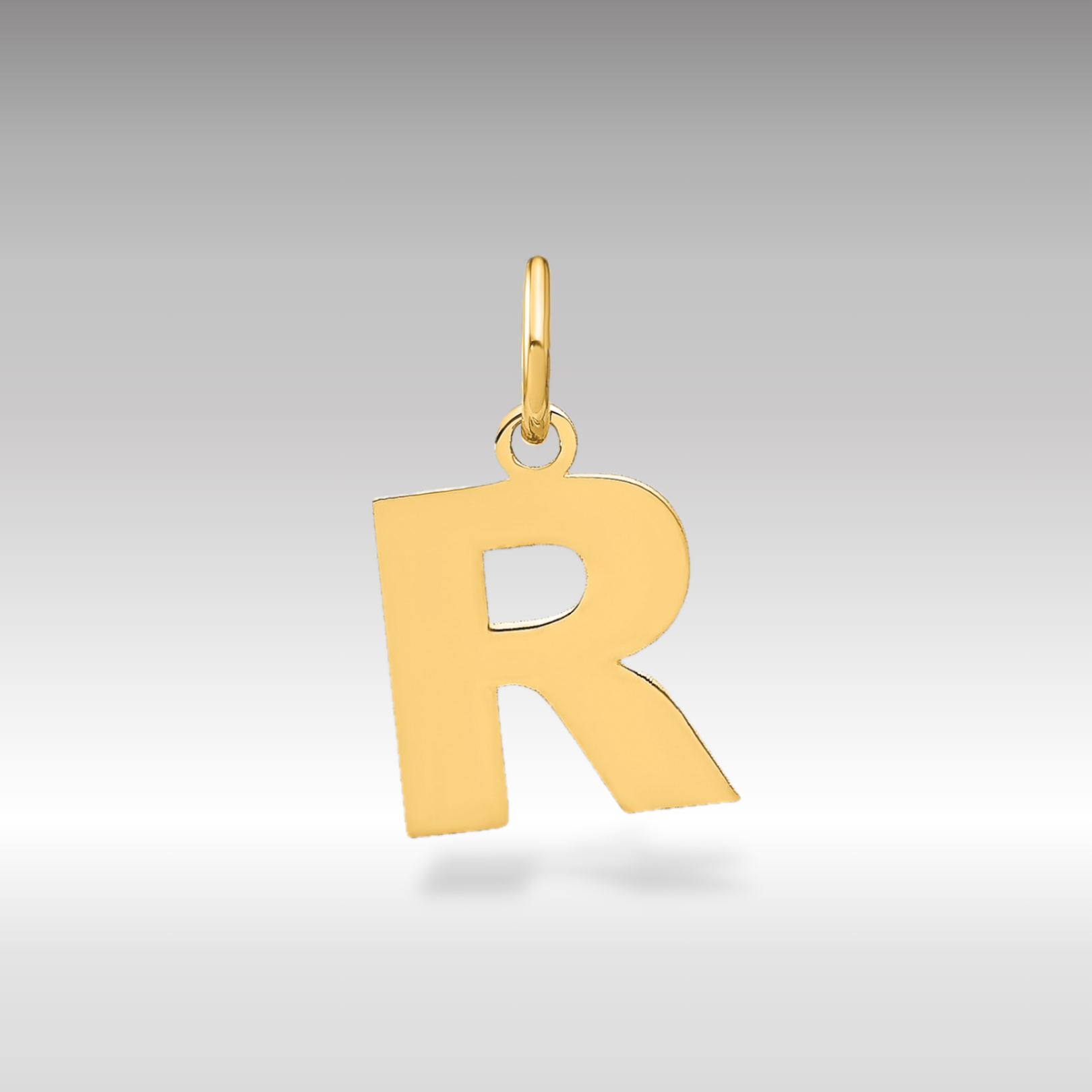 14K Gold Block Letter "R" Initial Pendant - Charlie & Co. Jewelry