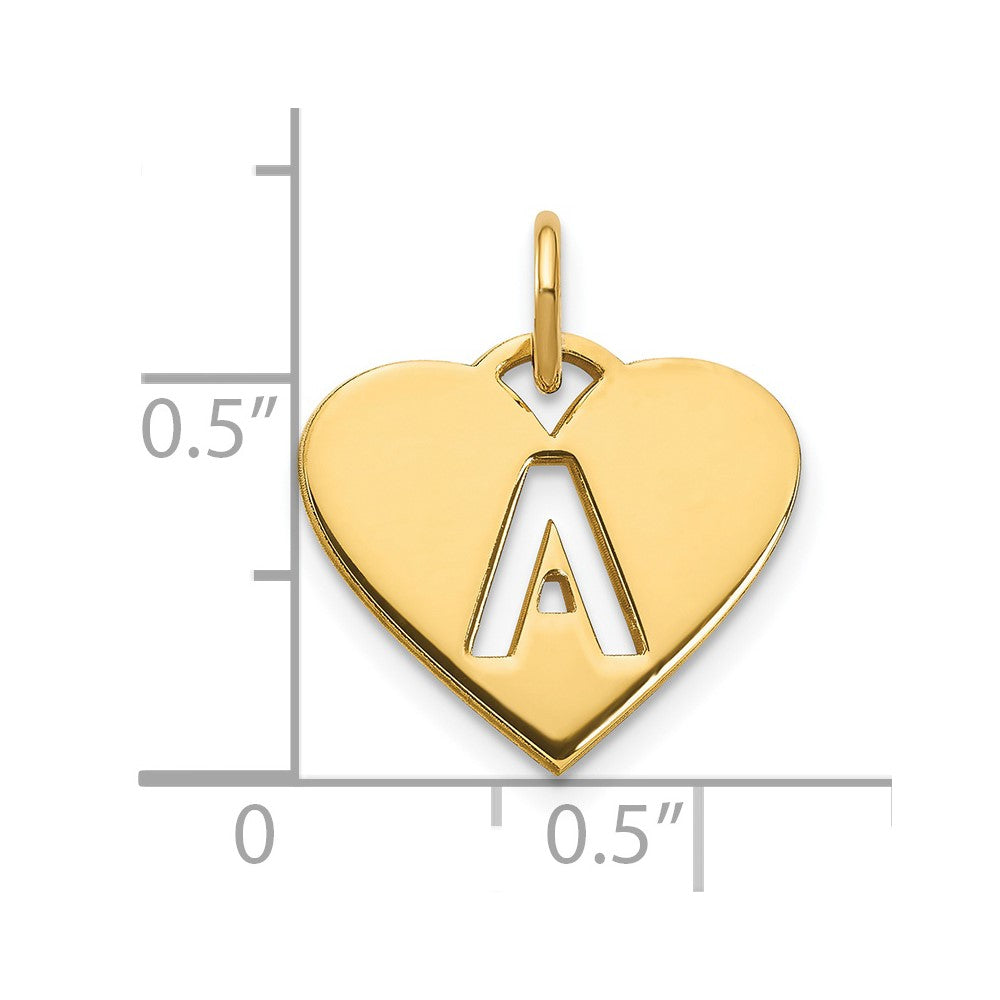 14K Gold Heart Pendant with Letter 'A' - Charlie & Co. Jewelry