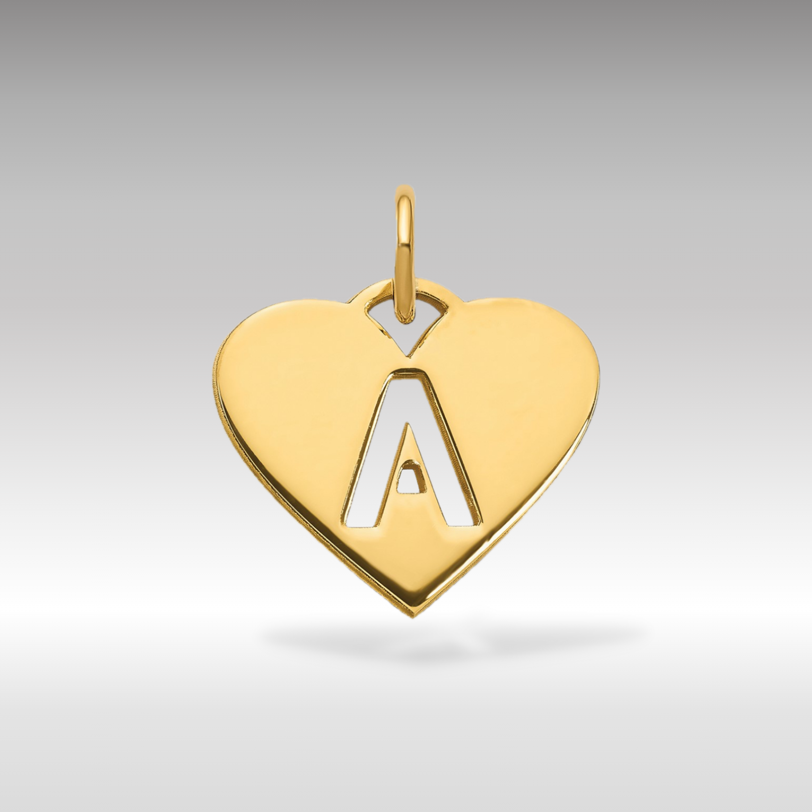 14K Gold Heart Pendant with Letter 'A' - Charlie & Co. Jewelry