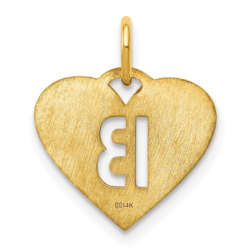 14K Gold Heart Pendant with Letter 'B' - Charlie & Co. Jewelry