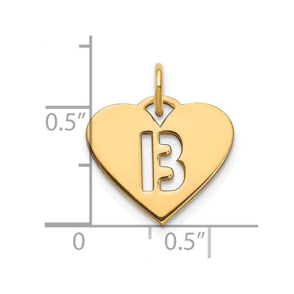 14K Gold Heart Pendant with Letter 'B' - Charlie & Co. Jewelry