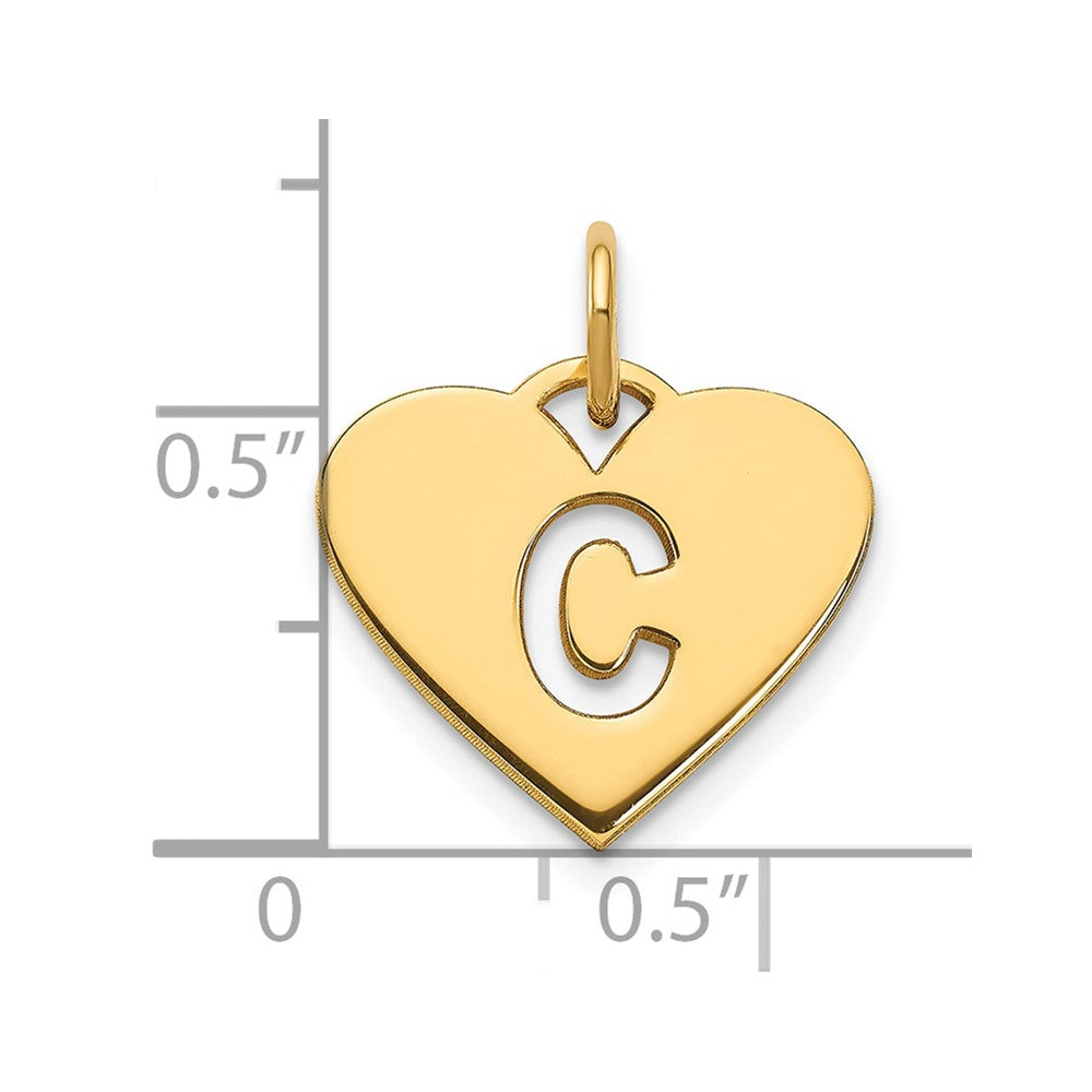 14K Gold Heart Pendant with Letter 'C' - Charlie & Co. Jewelry