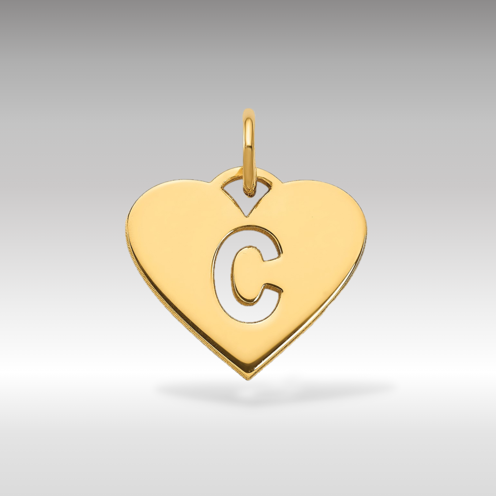 14K Gold Heart Pendant with Letter 'C' - Charlie & Co. Jewelry