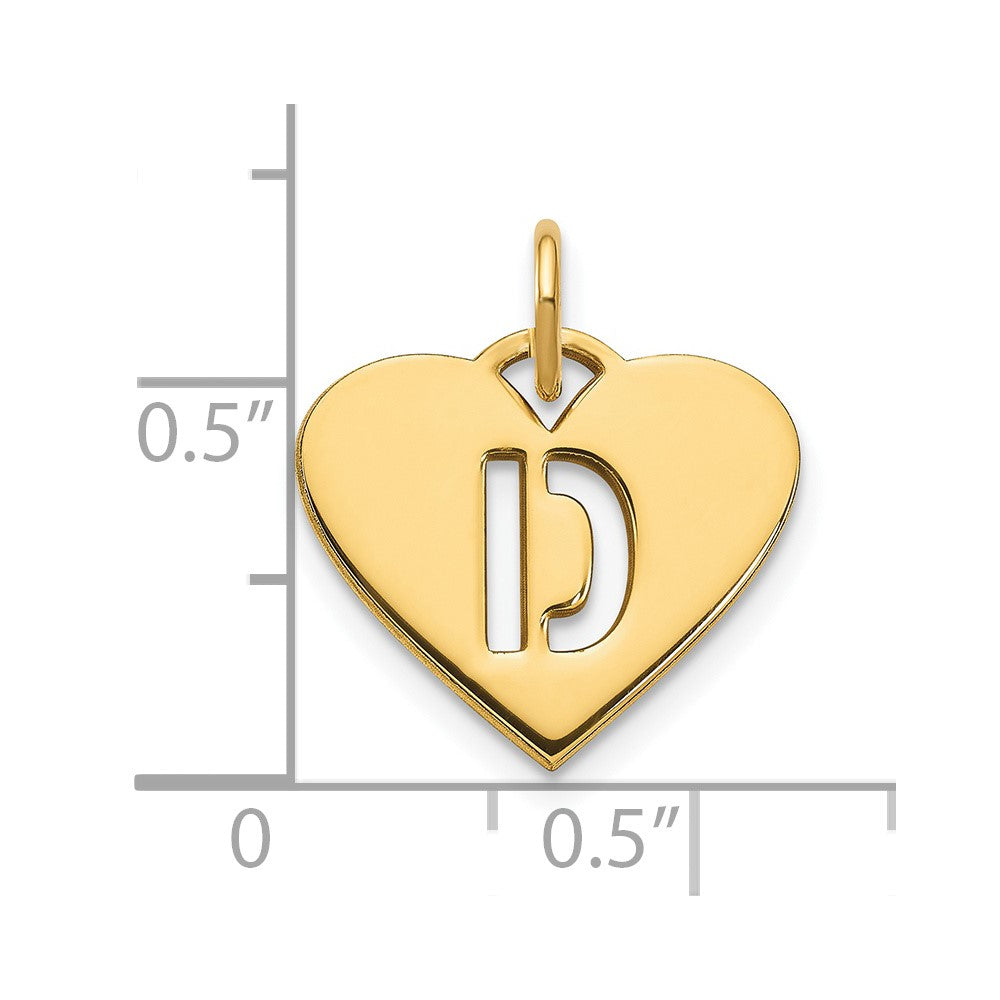 14K Gold Heart Pendant with Letter 'D' - Charlie & Co. Jewelry