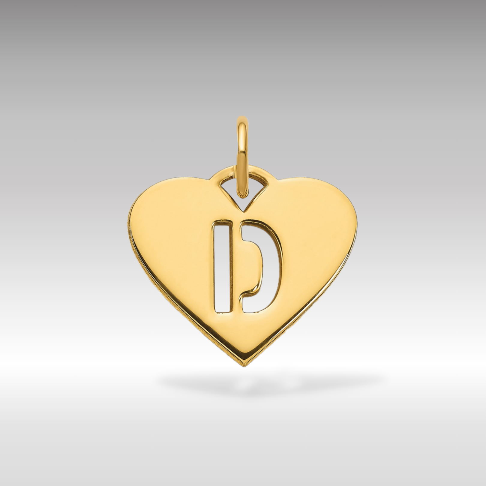 14K Gold Heart Pendant with Letter 'D' - Charlie & Co. Jewelry