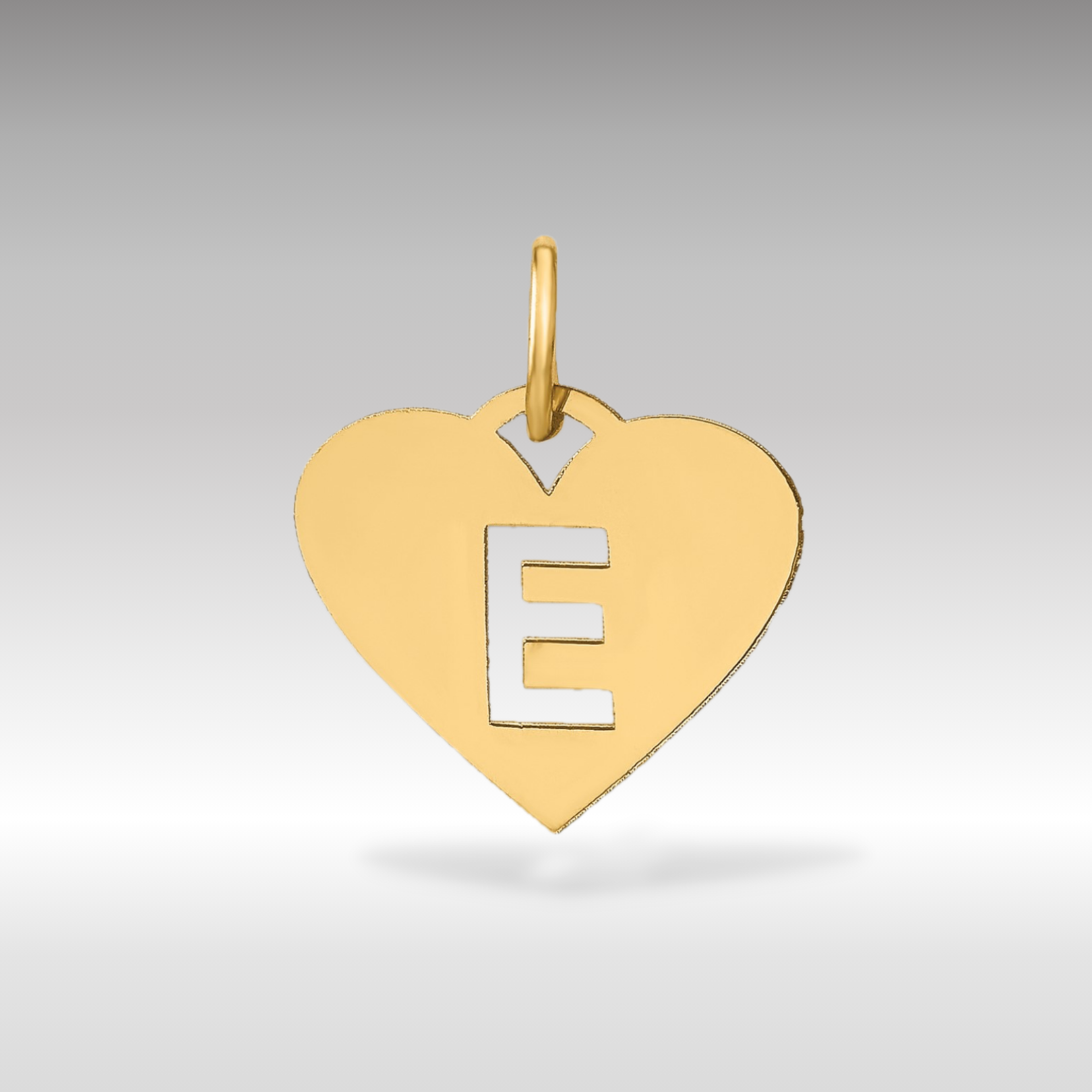 14K Gold Heart Pendant with Letter 'E' - Charlie & Co. Jewelry