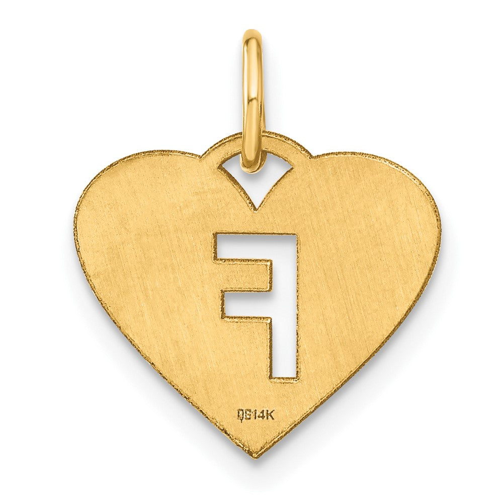 14K Gold Heart Pendant with Letter 'F' - Charlie & Co. Jewelry