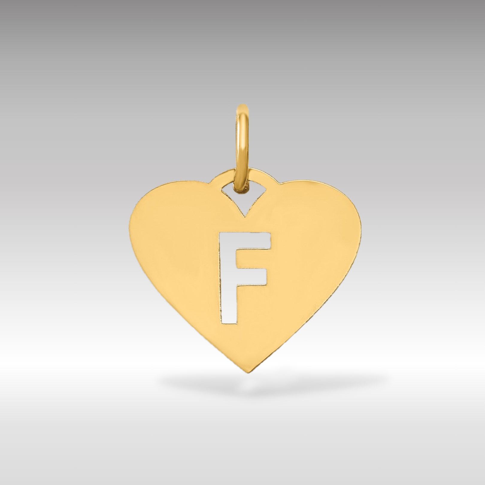 14K Gold Heart Pendant with Letter 'F' - Charlie & Co. Jewelry