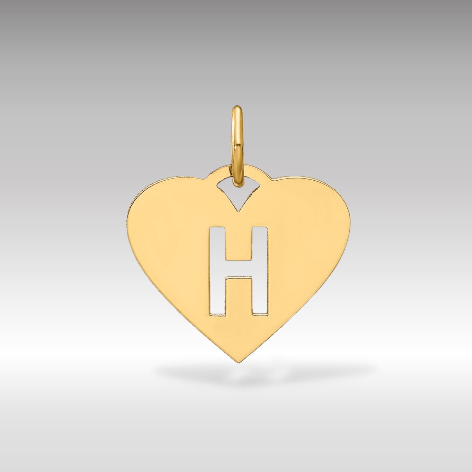 14K Gold Heart Pendant with Letter 'H' - Charlie & Co. Jewelry