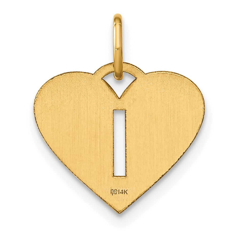 14K Gold Heart Pendant with Letter 'I' - Charlie & Co. Jewelry