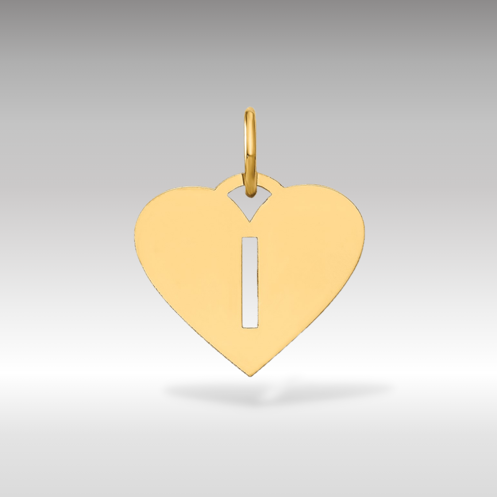 14K Gold Heart Pendant with Letter 'I' - Charlie & Co. Jewelry