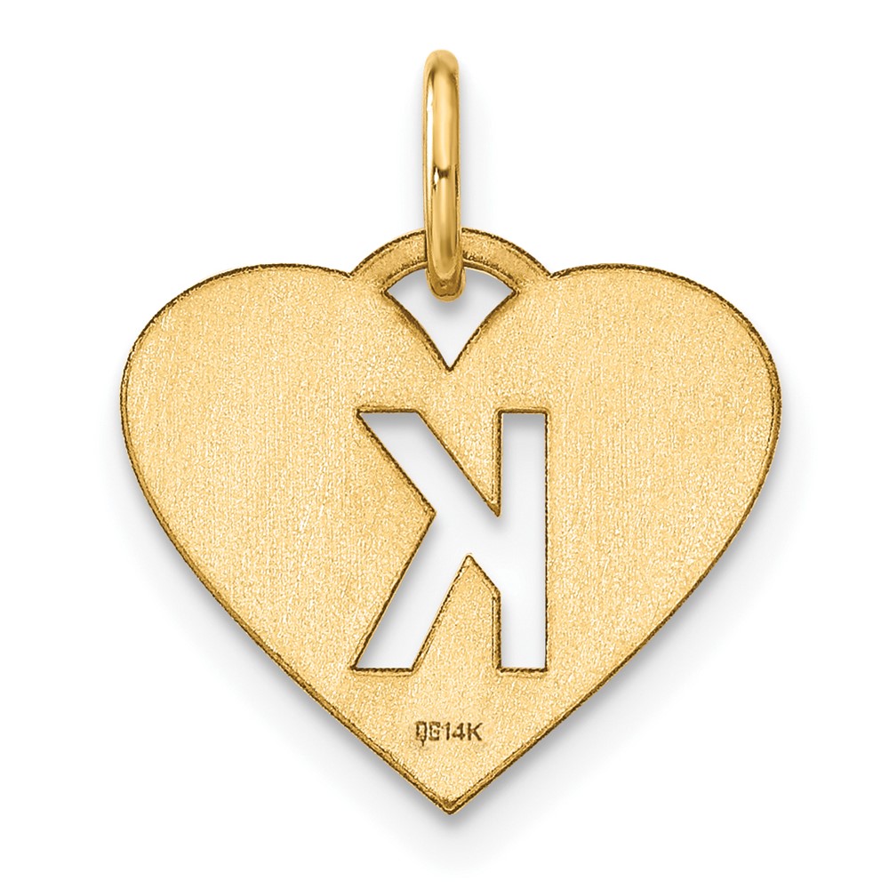 14K Gold Heart Pendant with Letter 'K' - Charlie & Co. Jewelry