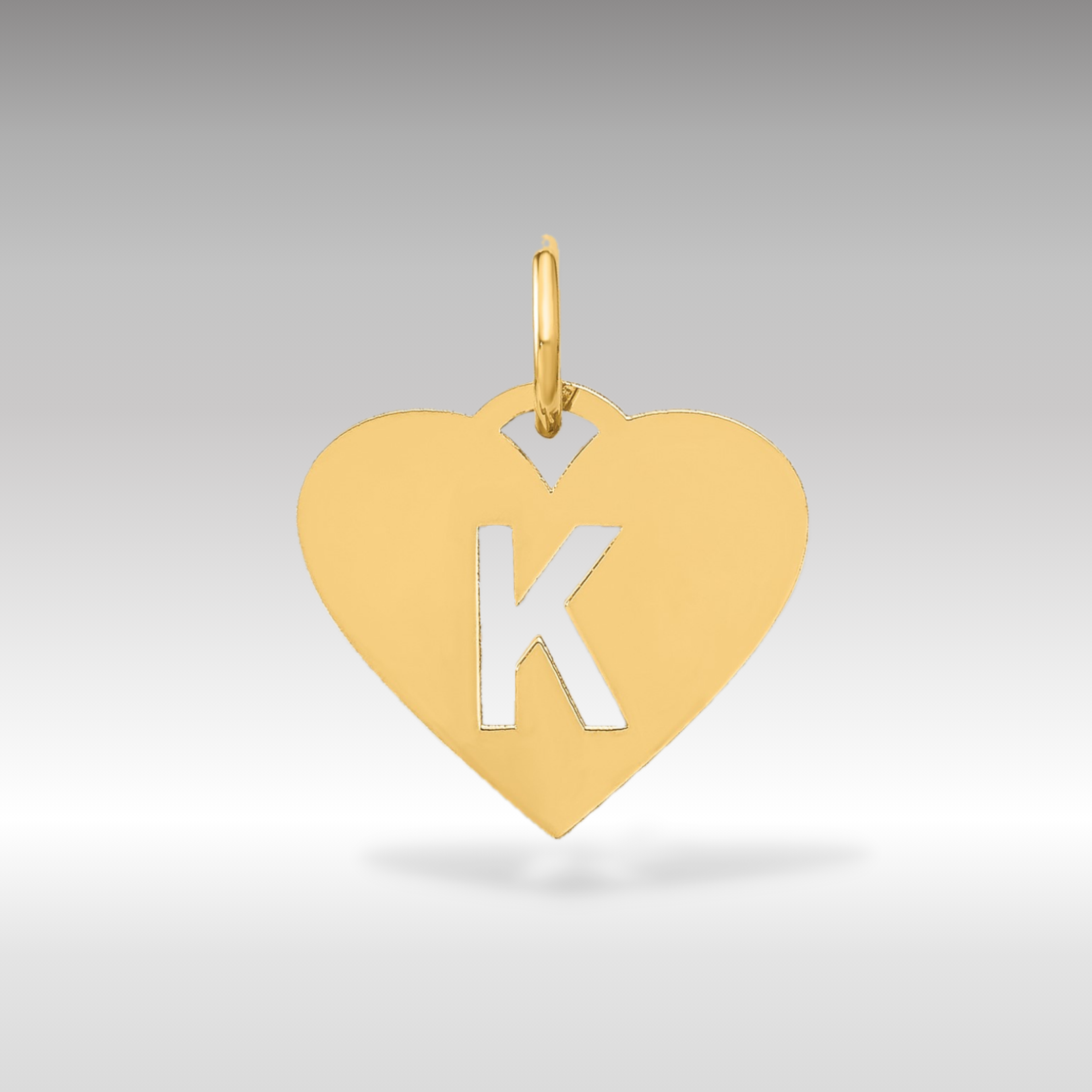 14K Gold Heart Pendant with Letter 'K' - Charlie & Co. Jewelry