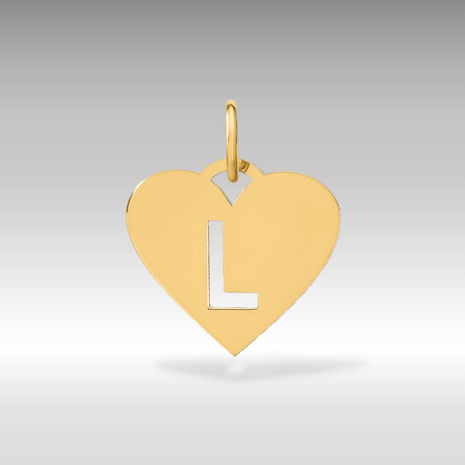 14K Gold Heart Pendant with Letter 'L' - Charlie & Co. Jewelry