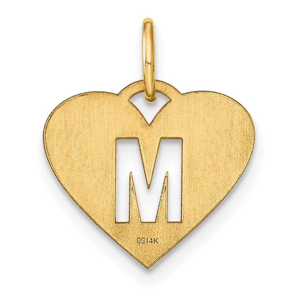 14K Gold Heart Pendant with Letter 'M' - Charlie & Co. Jewelry