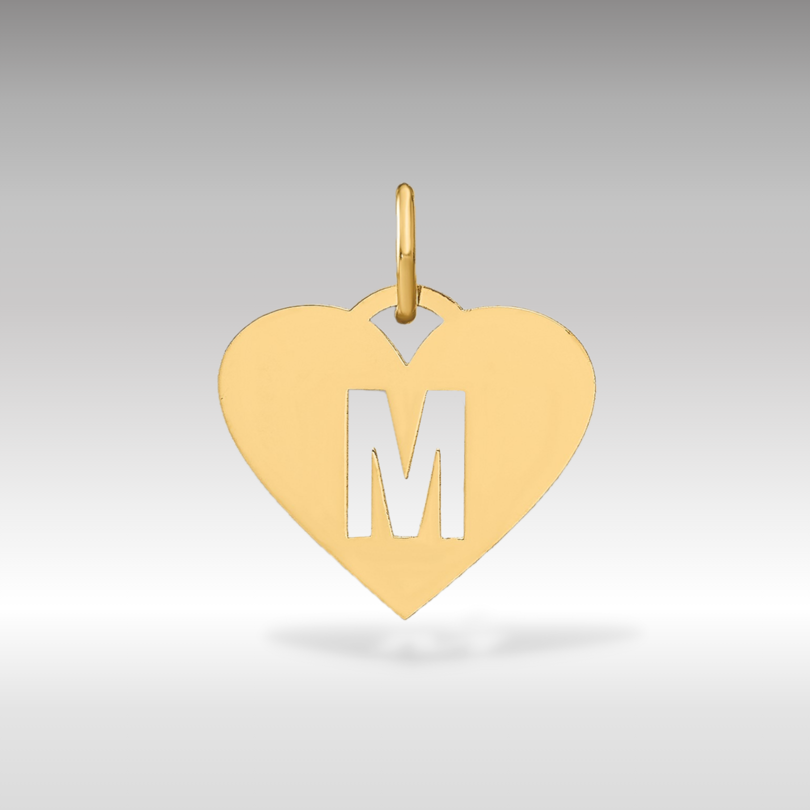 14K Gold Heart Pendant with Letter 'M' - Charlie & Co. Jewelry