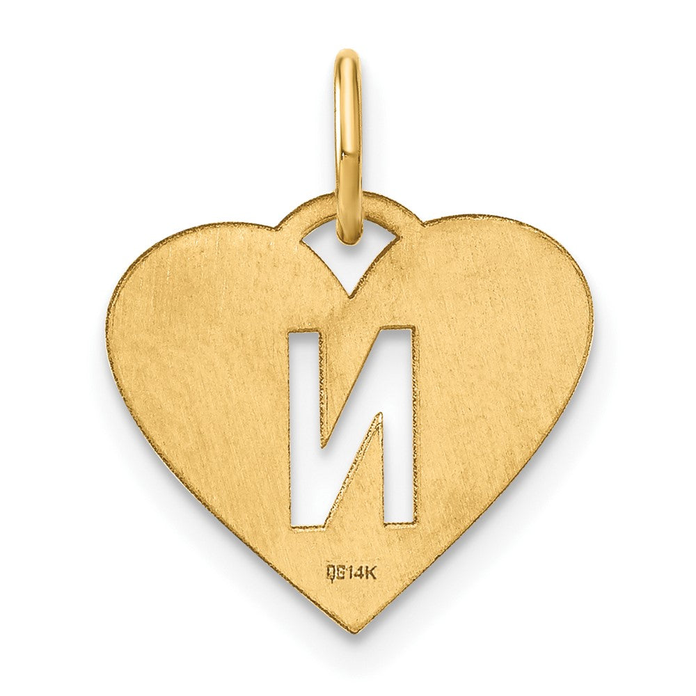 14K Gold Heart Pendant with Letter 'N' - Charlie & Co. Jewelry