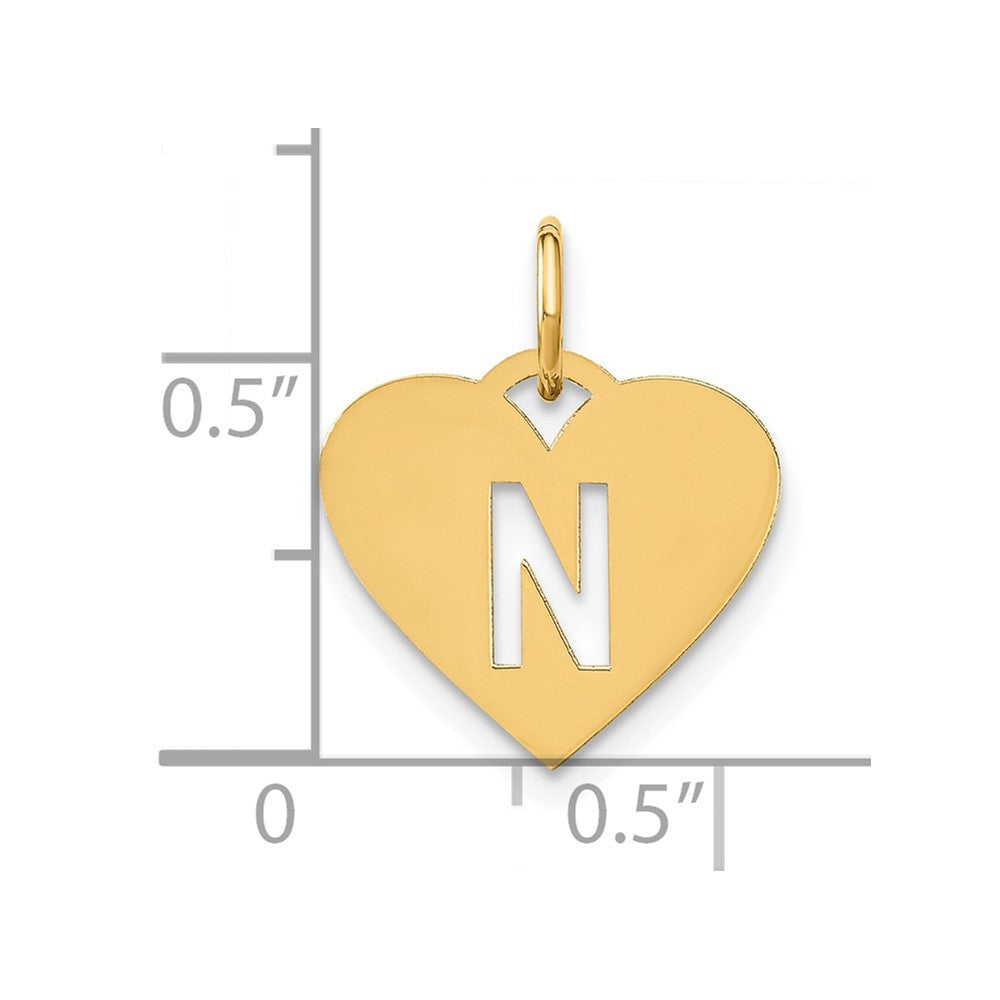 14K Gold Heart Pendant with Letter 'N' - Charlie & Co. Jewelry