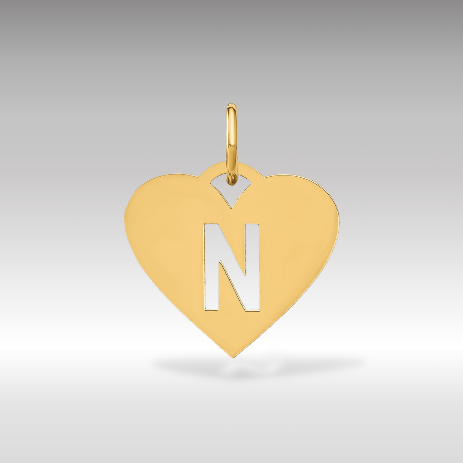 14K Gold Heart Cutout Letter N Pendant, image size:1620x1620