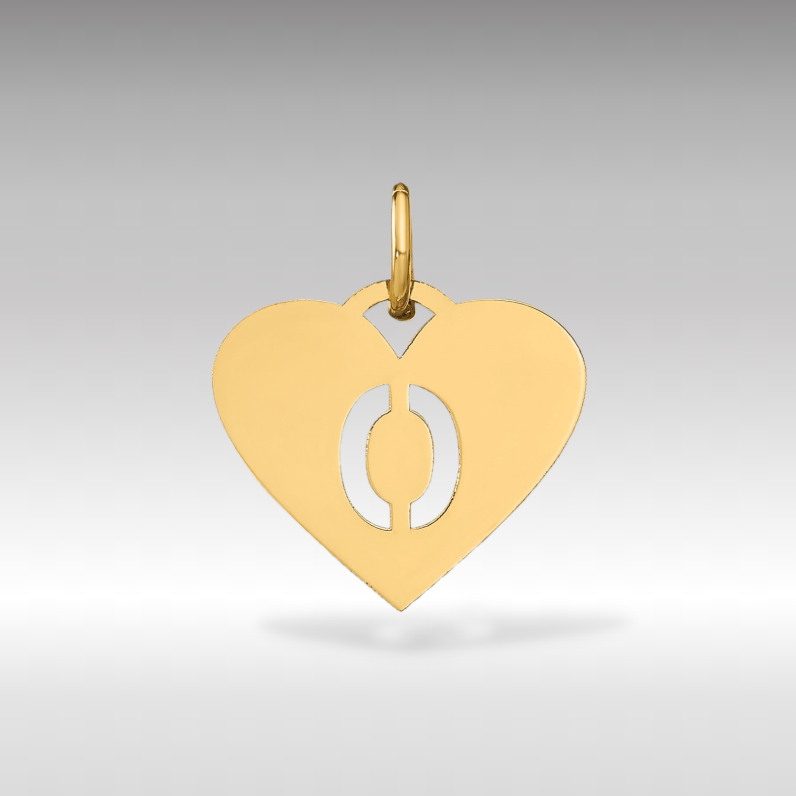 14K Gold Heart Pendant with Letter 'O' - Charlie & Co. Jewelry
