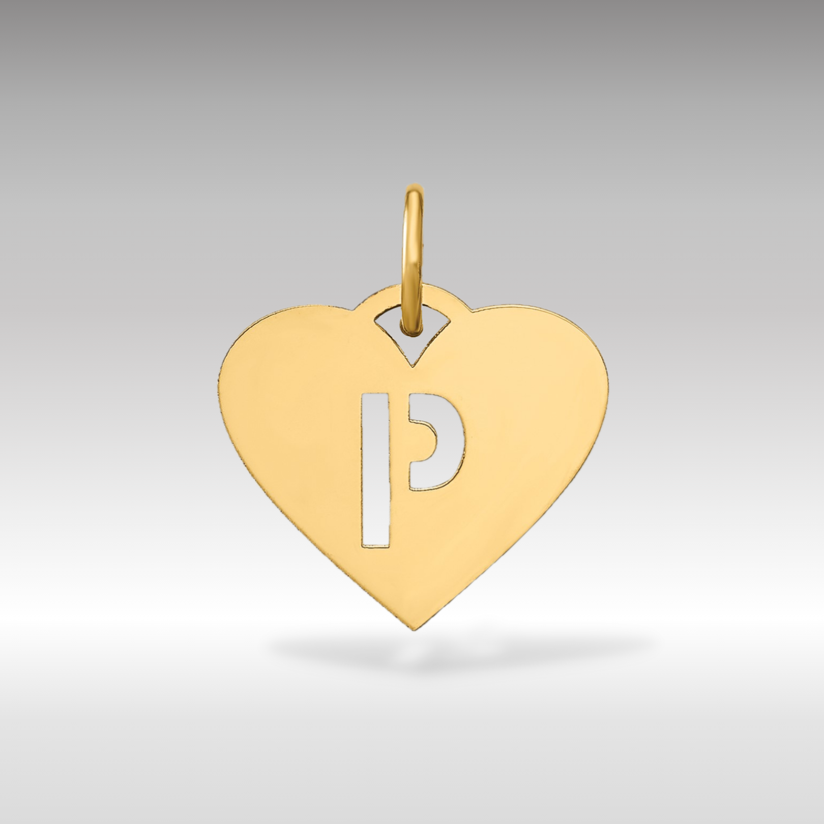 14K Gold Heart Pendant with Letter 'P' - Charlie & Co. Jewelry