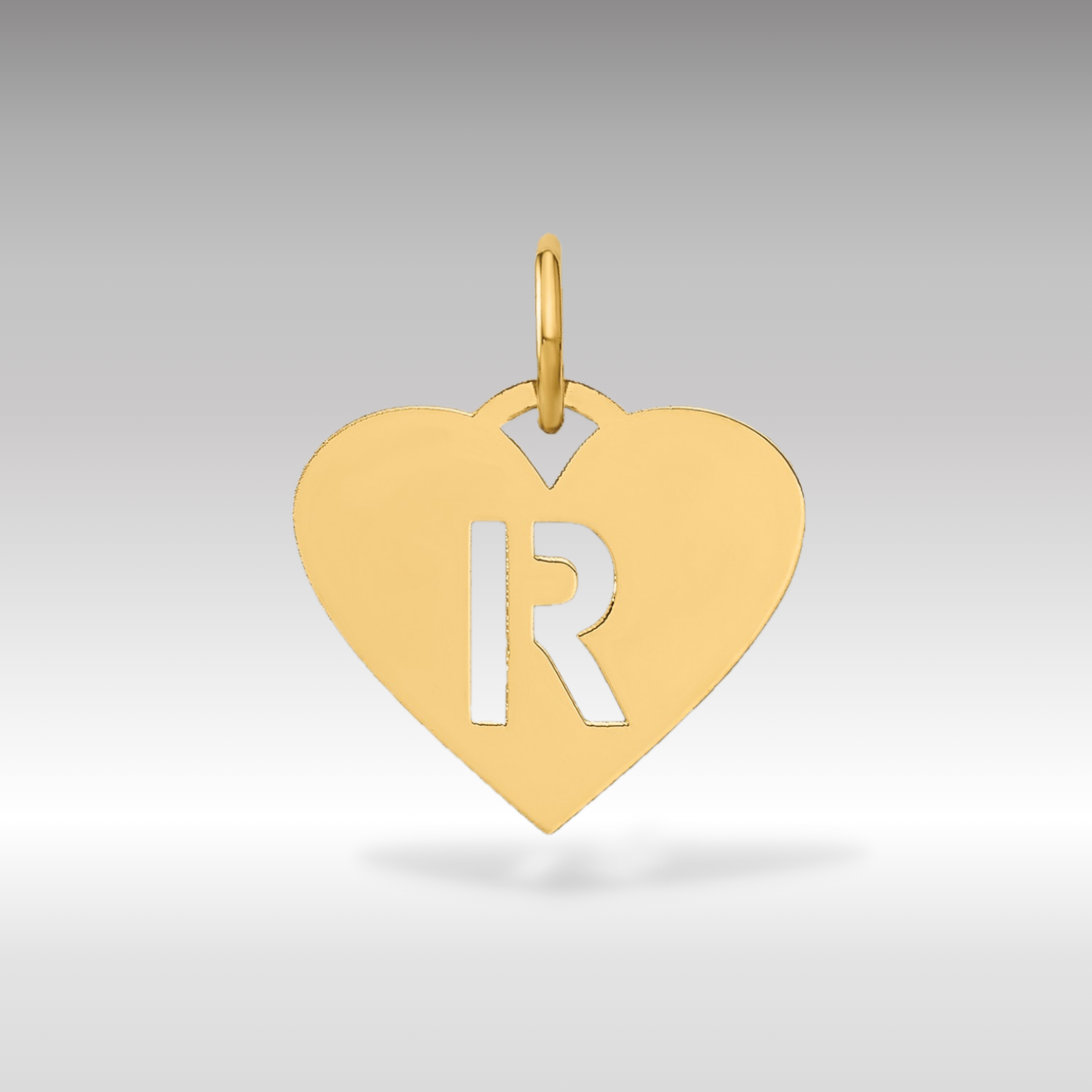 14K Gold Heart Pendant with Letter 'R' - Charlie & Co. Jewelry