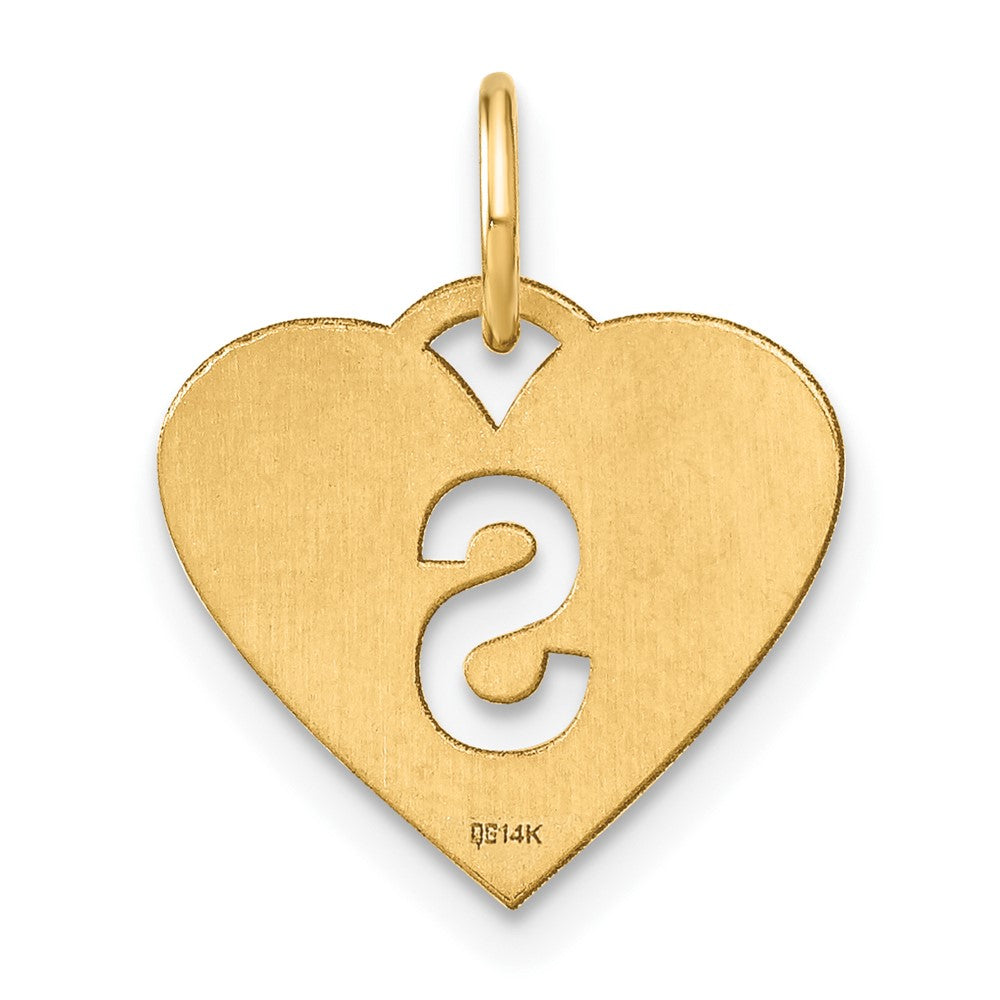 14K Gold Heart Pendant with Letter 'S' - Charlie & Co. Jewelry