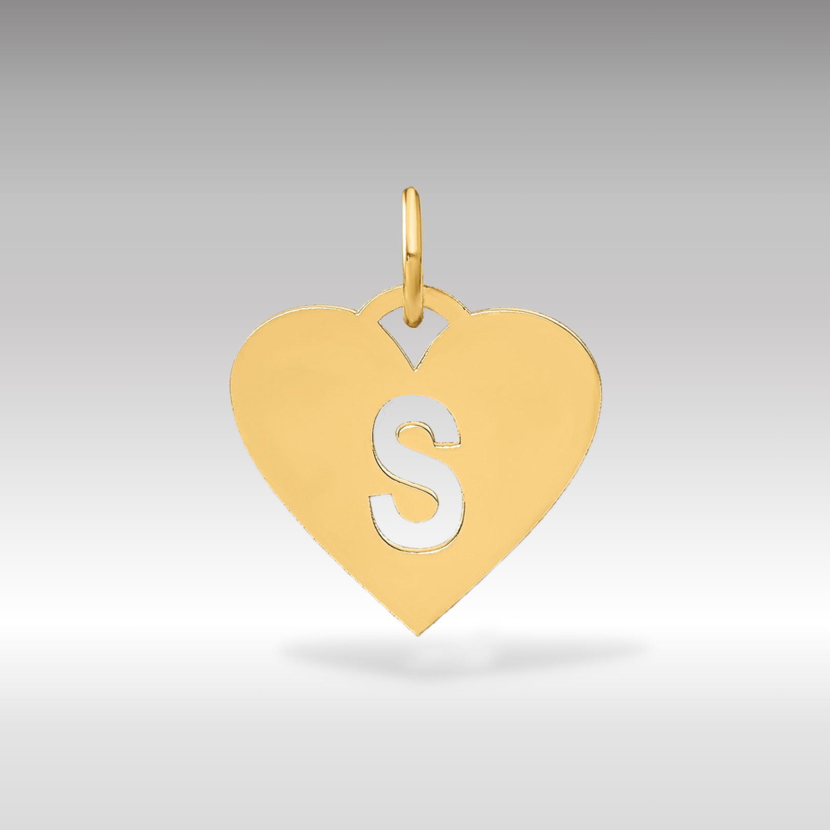 14K Gold Heart Pendant with Letter 'S' - Charlie & Co. Jewelry
