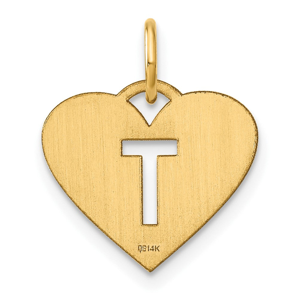 14K Gold Heart Pendant with Letter 'T' - Charlie & Co. Jewelry