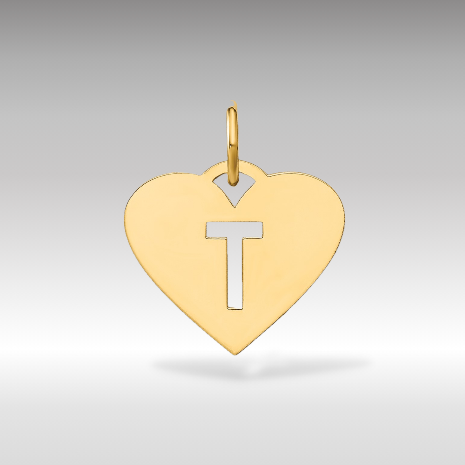 14K Gold Heart Pendant with Letter 'T' - Charlie & Co. Jewelry