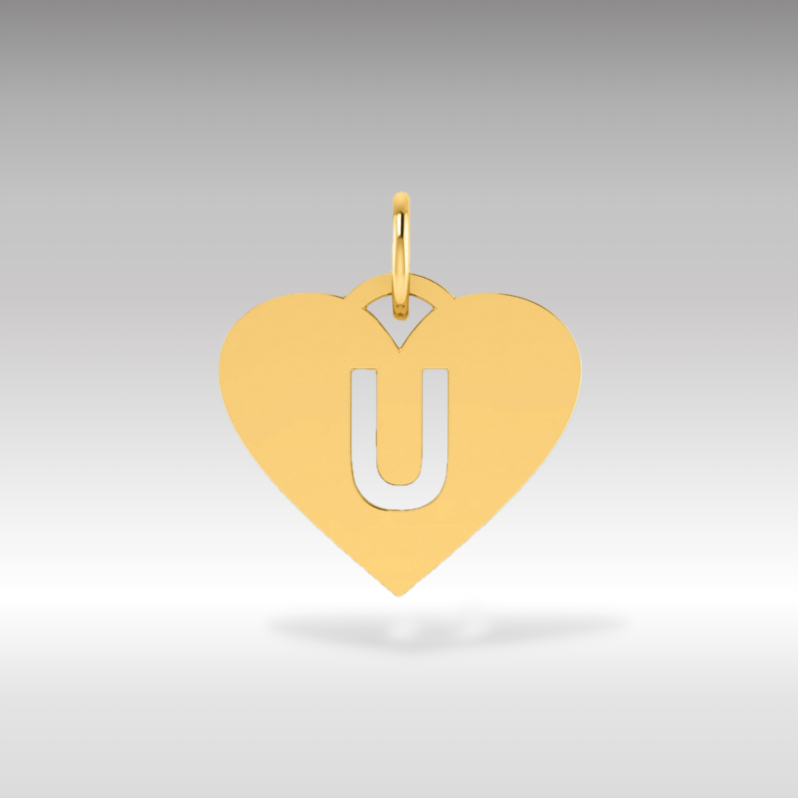 14K Gold Heart Pendant with Letter 'U' - Charlie & Co. Jewelry