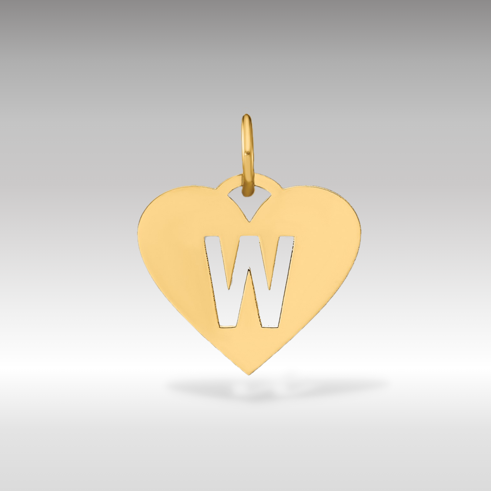 14K Gold Heart Pendant with Letter 'W' - Charlie & Co. Jewelry