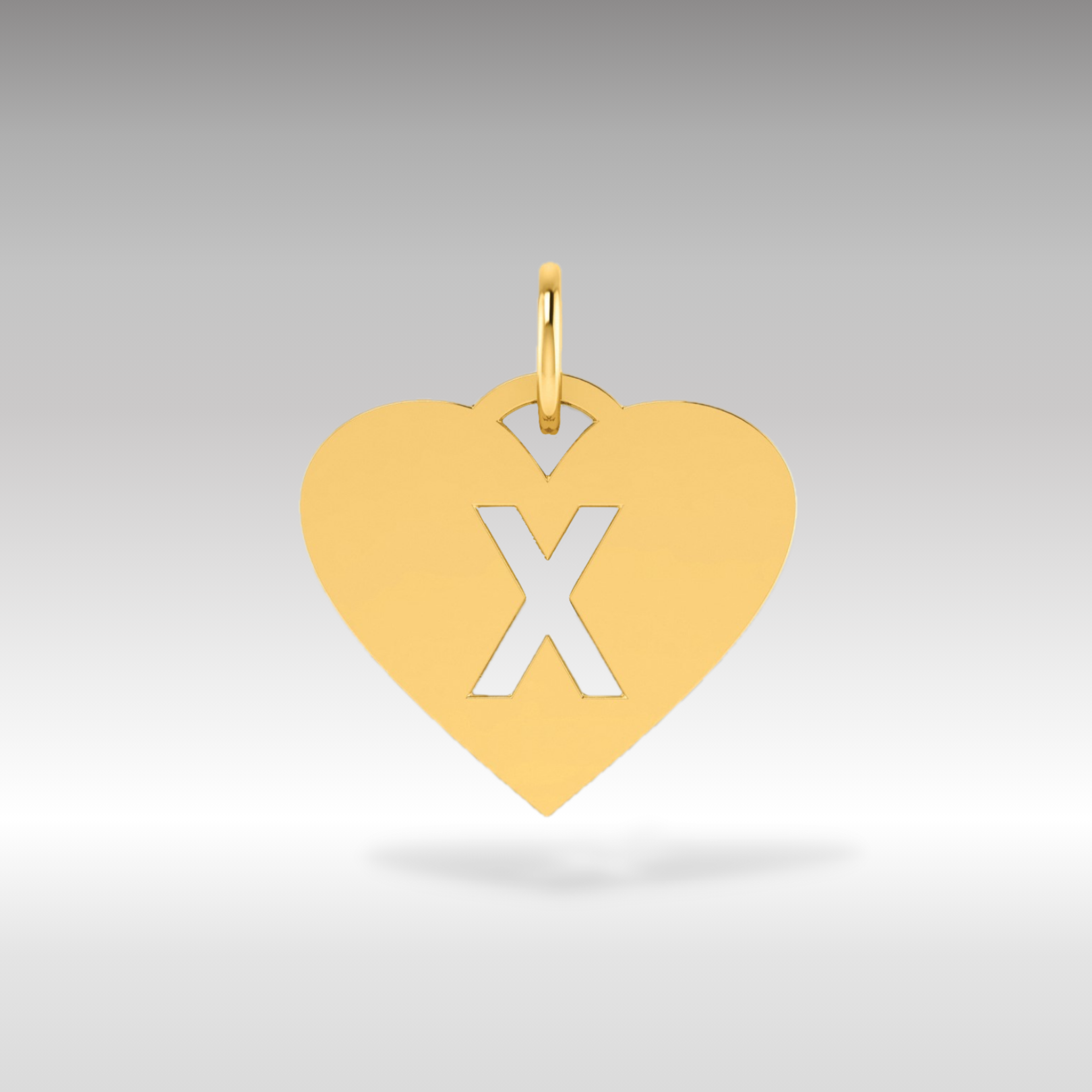 14K Gold Heart Pendant with Letter 'X' - Charlie & Co. Jewelry