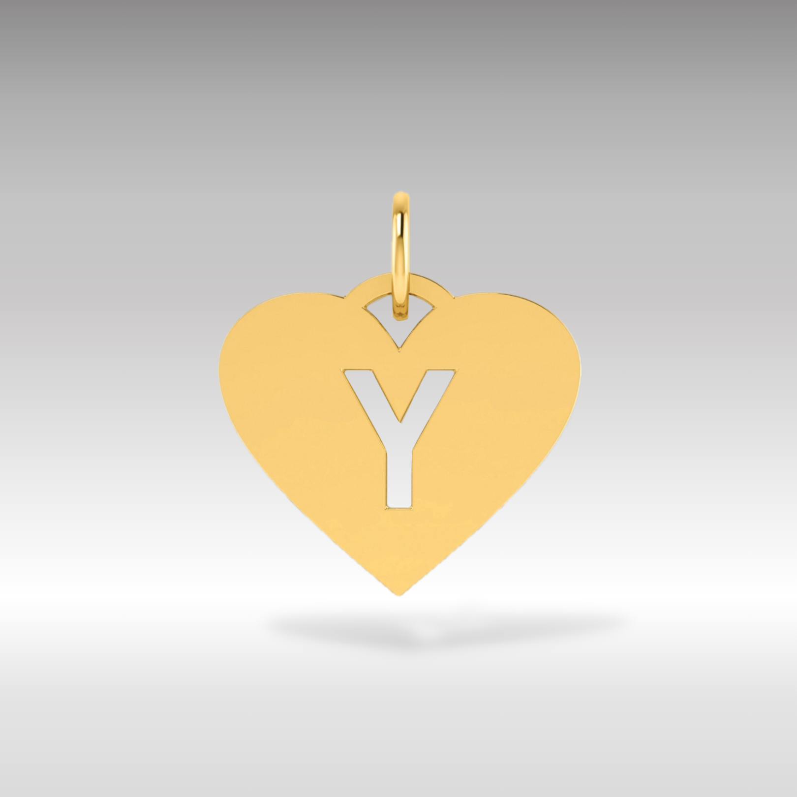 14K Gold Heart Pendant with Letter 'Y' - Charlie & Co. Jewelry