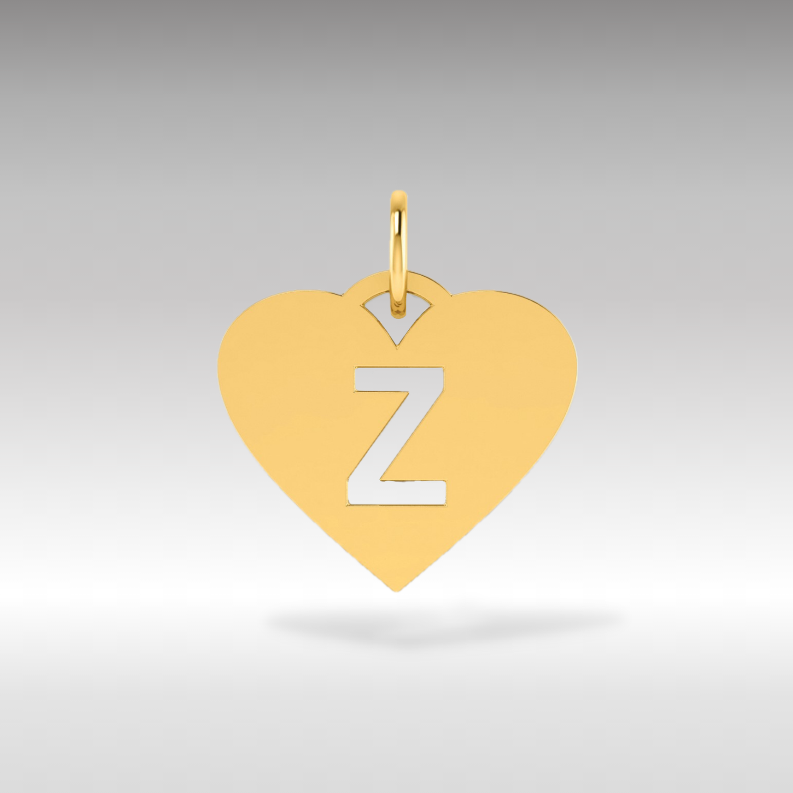 14K Gold Heart Pendant with Letter 'Z' - Charlie & Co. Jewelry