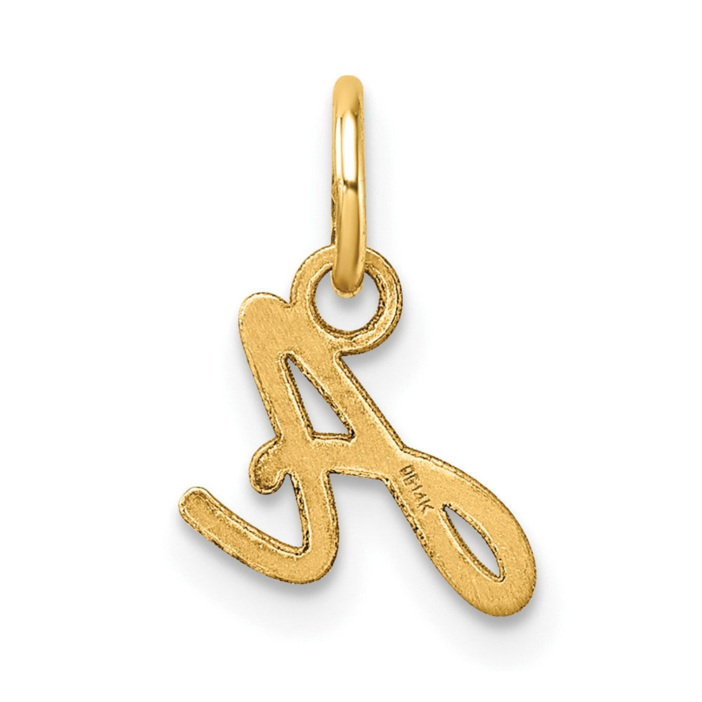 14K Gold Small Script Letter "A" Initial Pendant - Charlie & Co. Jewelry