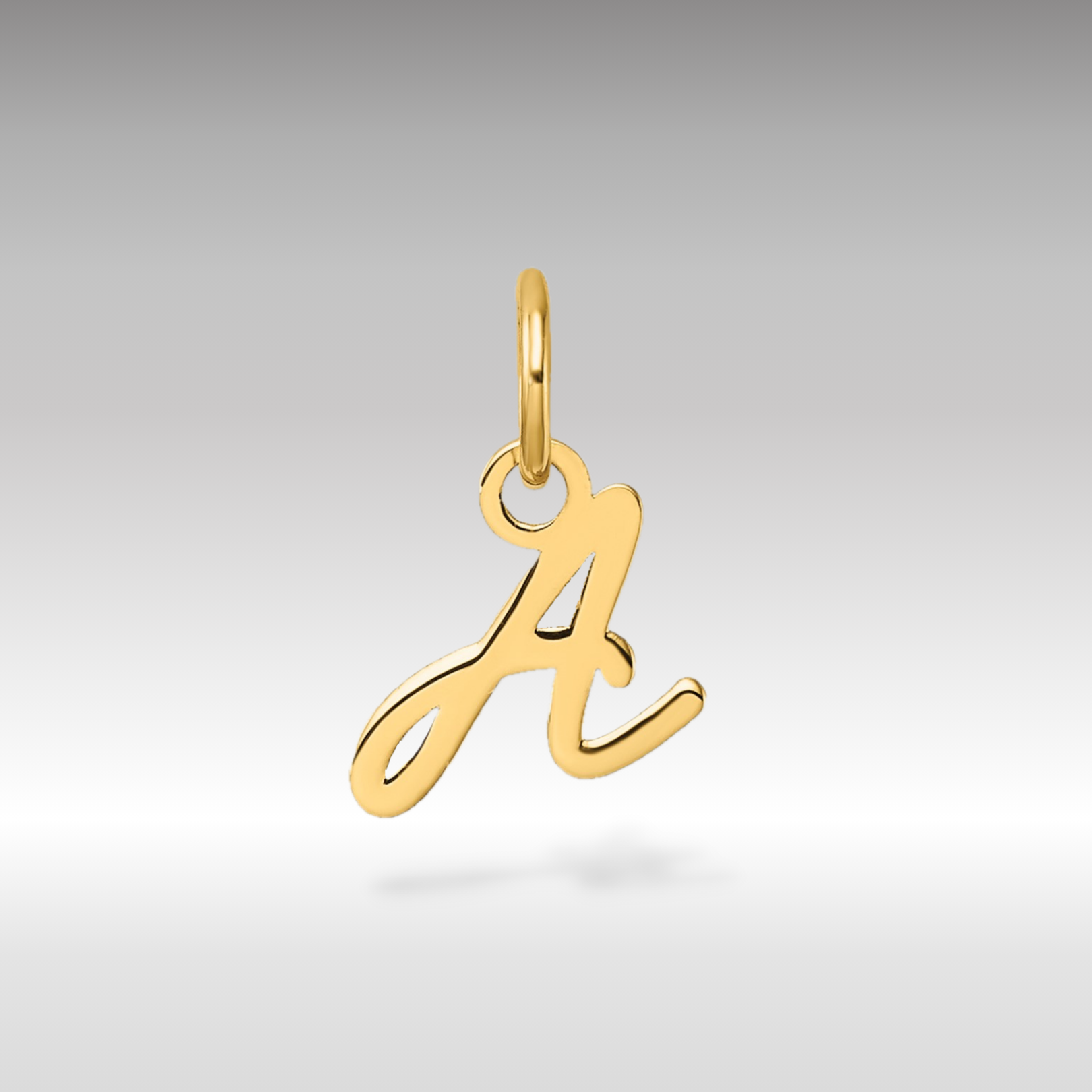 14K Gold Small Script Letter "A" Initial Pendant - Charlie & Co. Jewelry