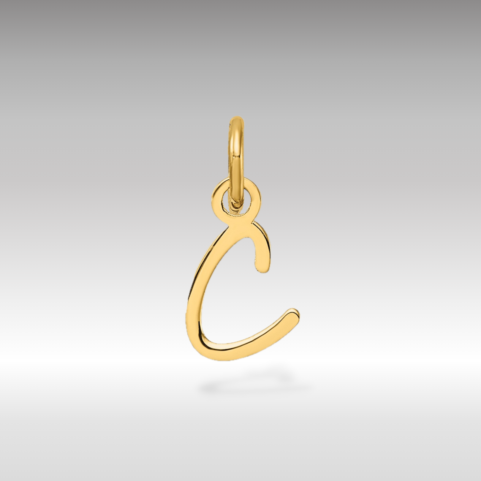 14K Gold Small Script Letter "C" Initial Pendant - Charlie & Co. Jewelry