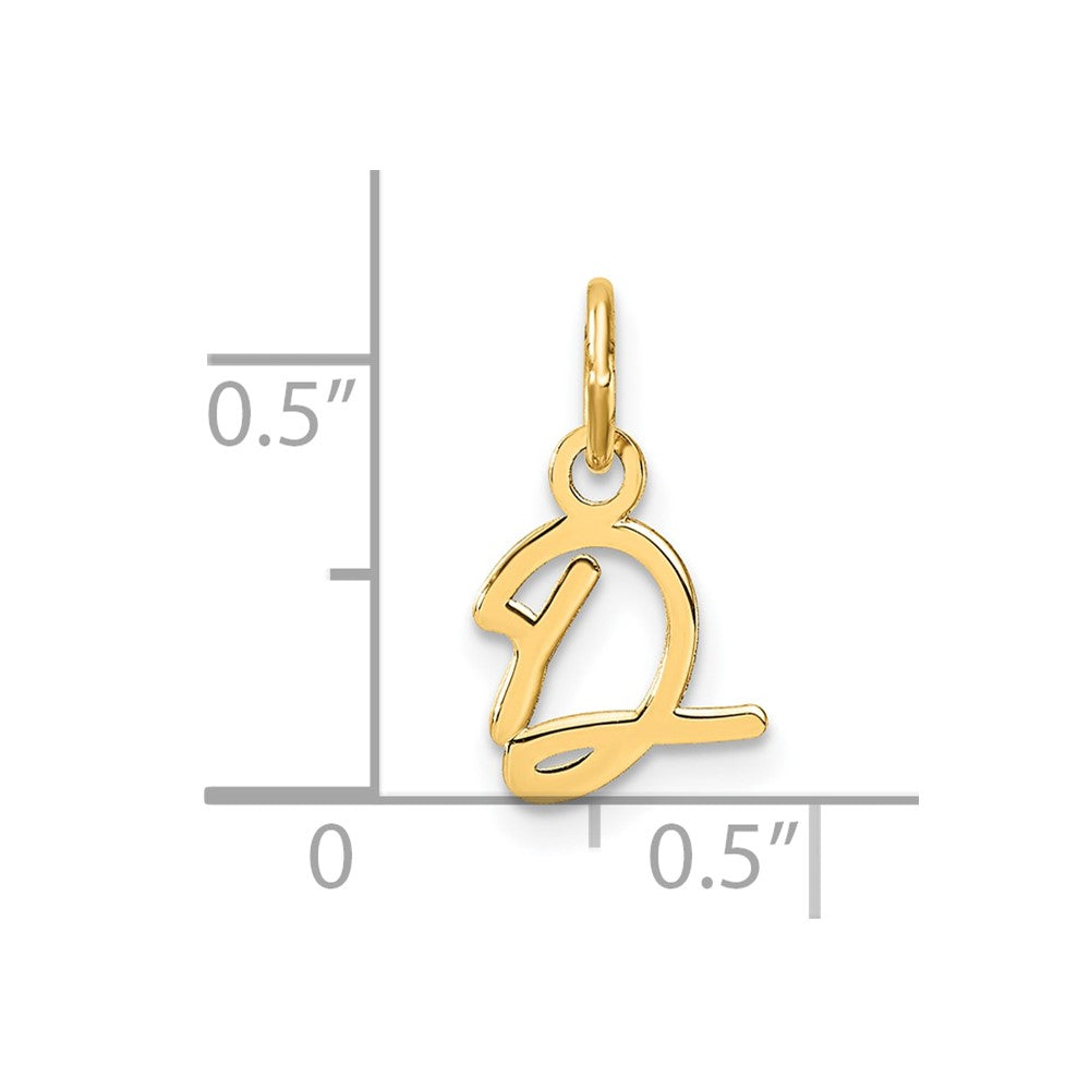 14K Gold Small Script Letter "D" Initial Pendant - Charlie & Co. Jewelry