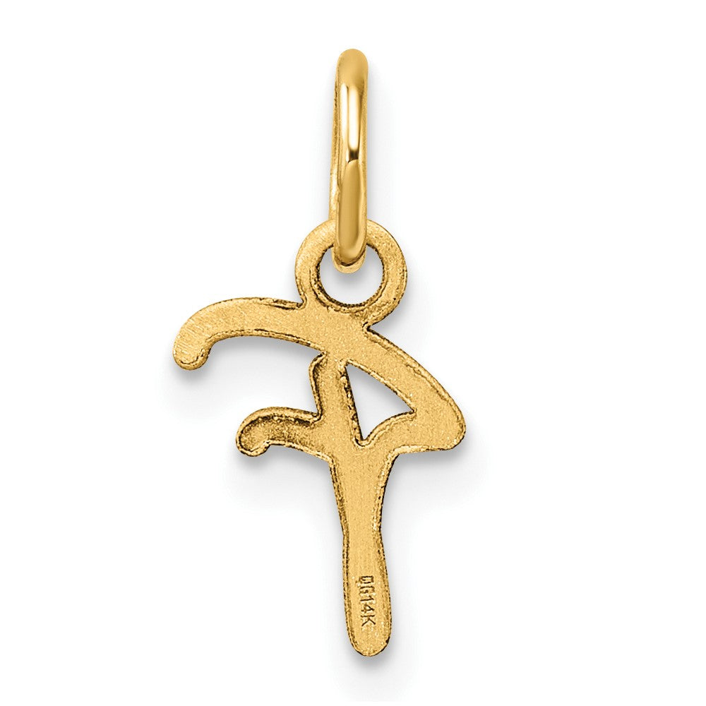 14K Gold Small Script Letter "F" Initial Pendant - Charlie & Co. Jewelry