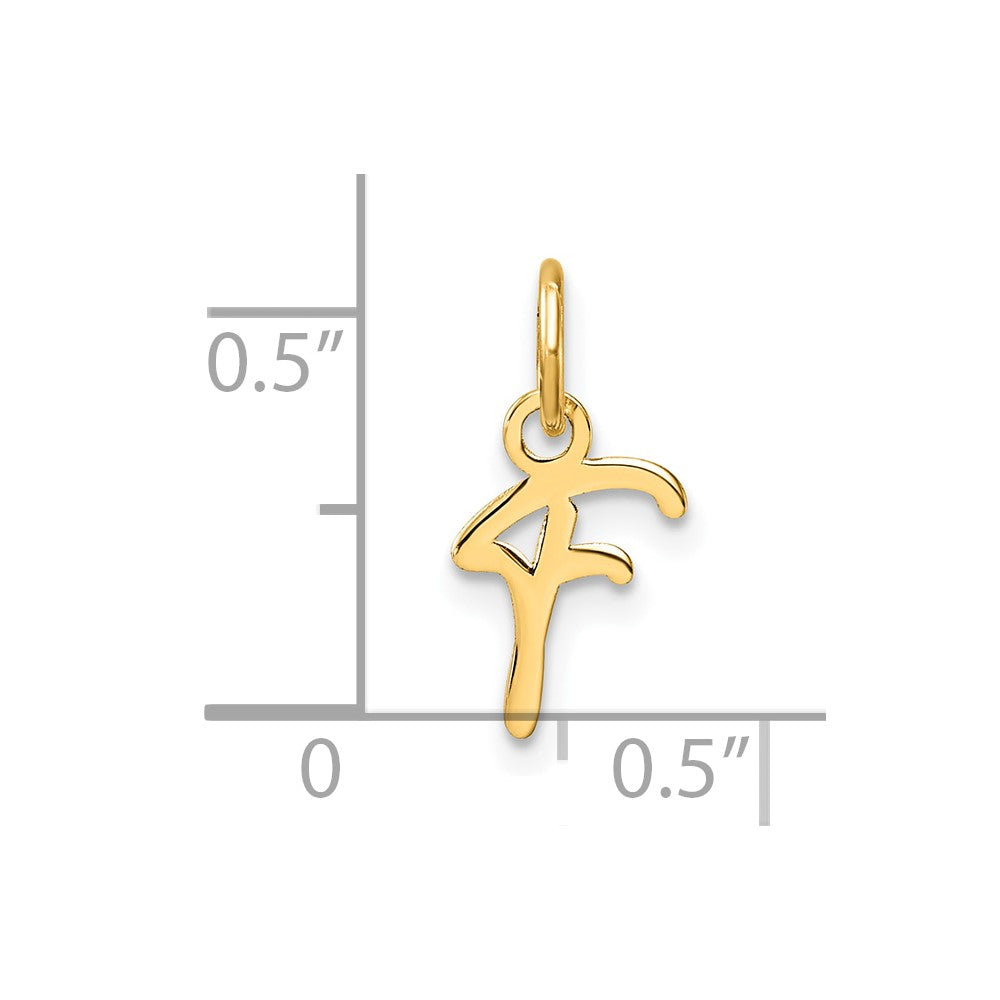 14K Gold Small Script Letter "F" Initial Pendant - Charlie & Co. Jewelry