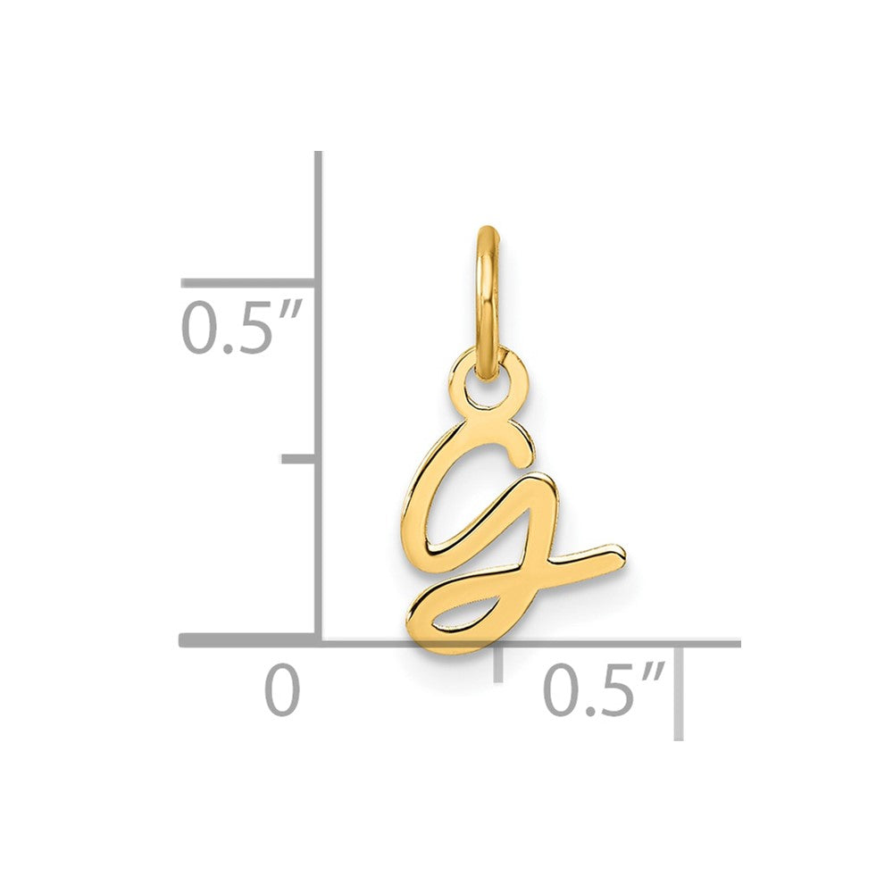 14K Gold Small Script Letter "G" Initial Pendant - Charlie & Co. Jewelry