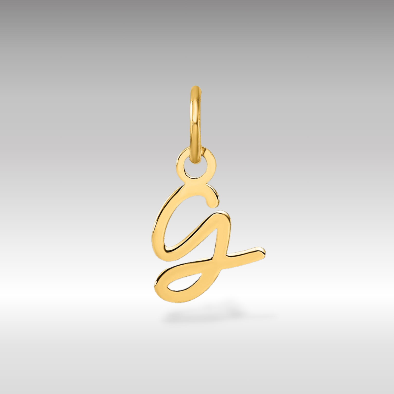 14K Gold Small Script Letter "G" Initial Pendant - Charlie & Co. Jewelry