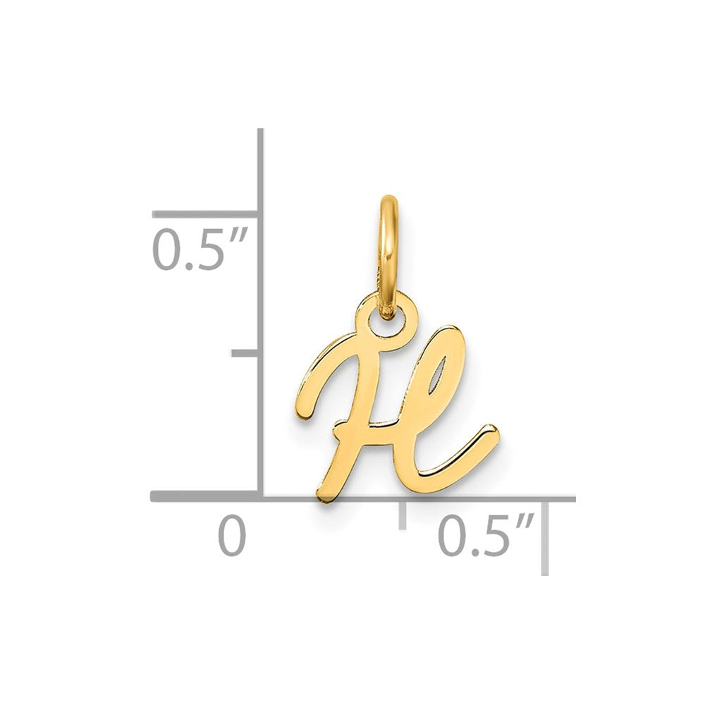 14K Gold Small Script Letter "H" Initial Pendant - Charlie & Co. Jewelry