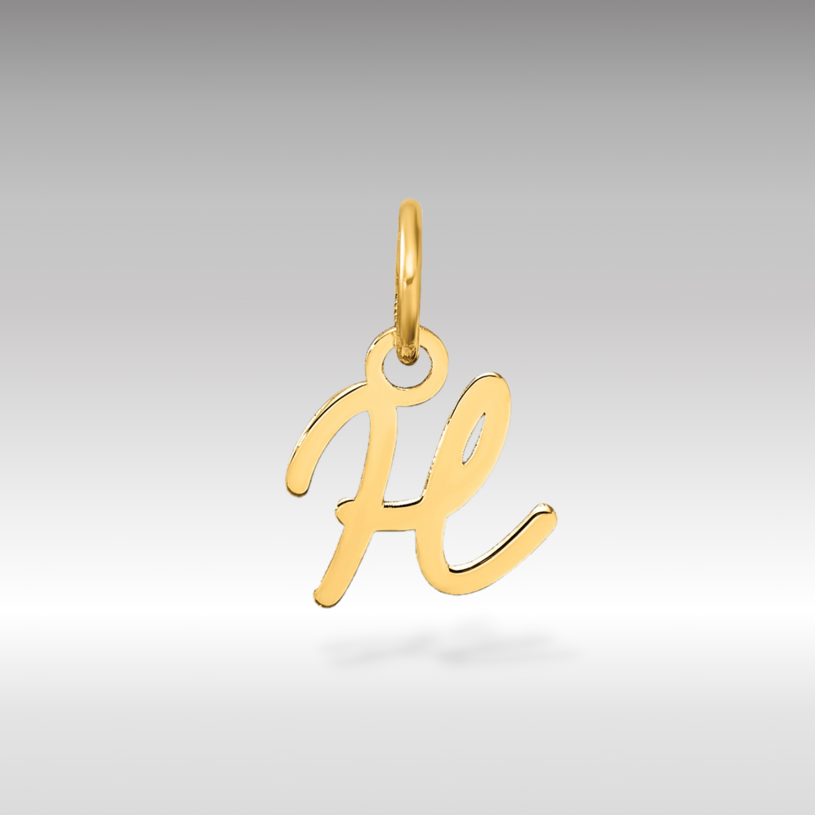 14K Gold Small Script Letter "H" Initial Pendant - Charlie & Co. Jewelry
