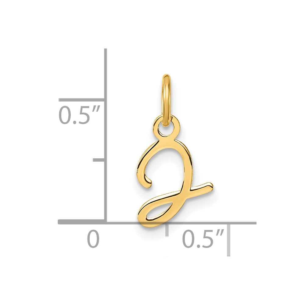 14K Gold Small Script Letter "J" Initial Pendant - Charlie & Co. Jewelry