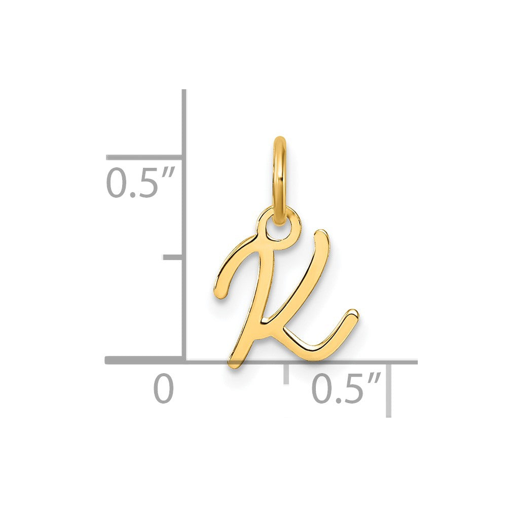 14K Gold Small Script Letter "K" Initial Pendant - Charlie & Co. Jewelry