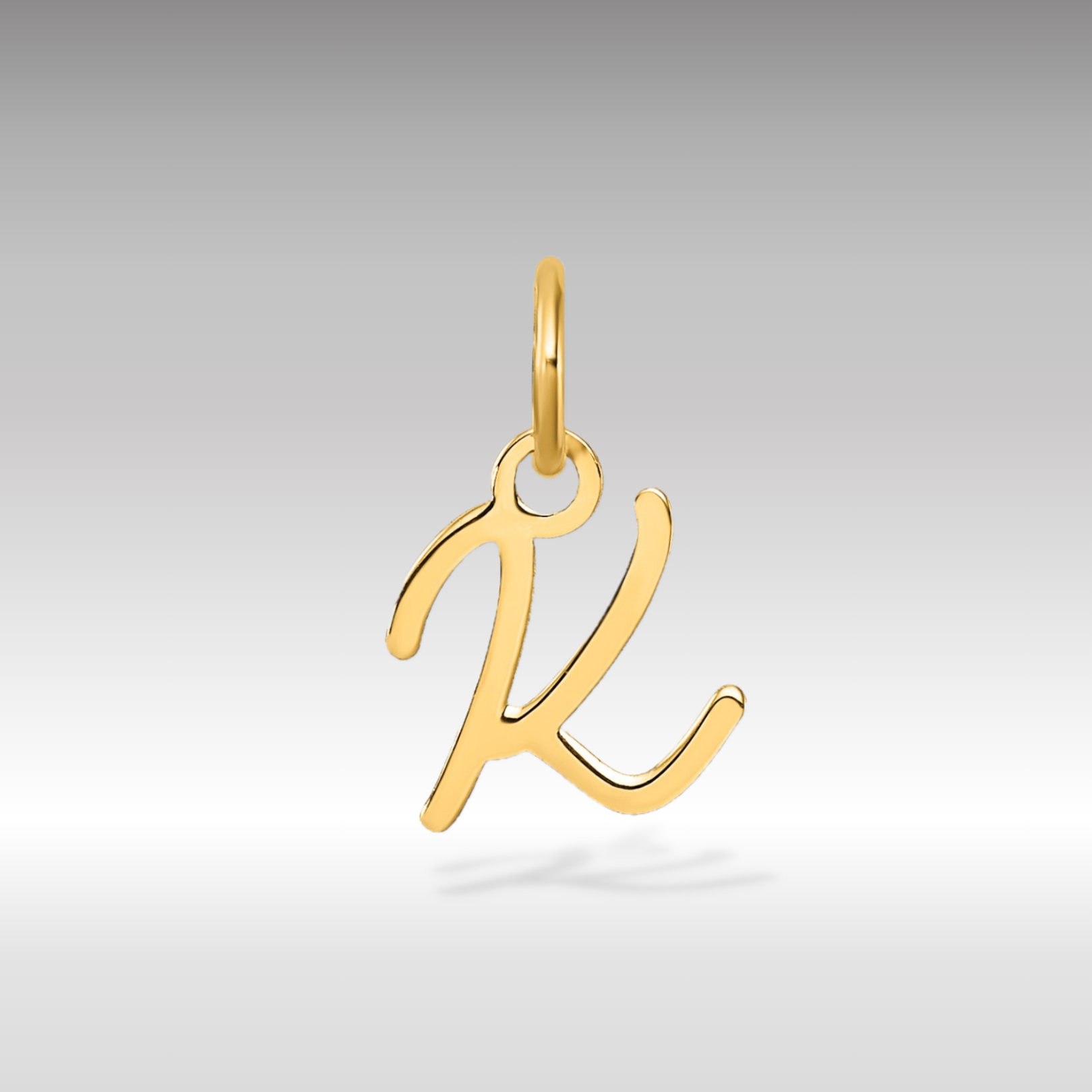 14K Gold Small Script Letter "K" Initial Pendant - Charlie & Co. Jewelry